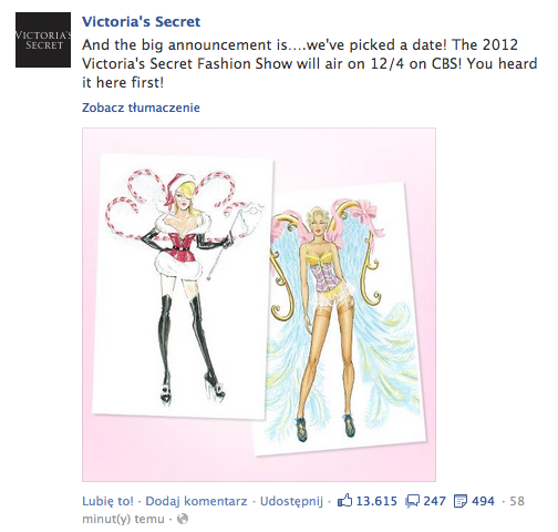 Victoria's Secret Facebook Screenshot Data pokazu